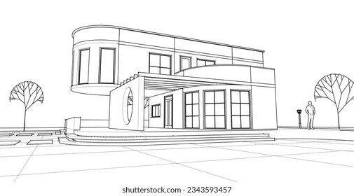 architecture house with consoles 3d