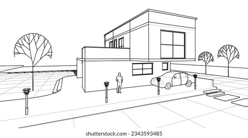 architecture house with consoles 3d
