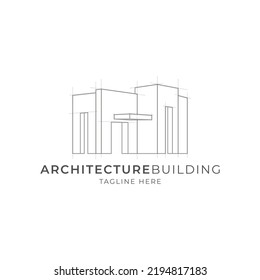 Logo de la casa de arquitectura, vector de diseño arquitectónico y de construcción. Diseño de línea arquitectura arquitectura diseño de línea de logotipo diseño de cuadrícula vector