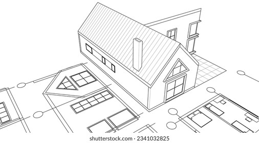 architecture house plan 3d illustration
