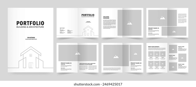 Architecture house portfolio template or Portfolio layout design. A4 size brochure design for interior