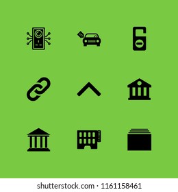architecture icon. 9 architecture set with link, door, architecture and city and rent vector icons for web and mobile app