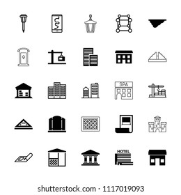 Architecture icon. collection of 25 architecture filled and outline icons such as gate, store, fence, cargo barn. editable architecture icons for web and mobile.