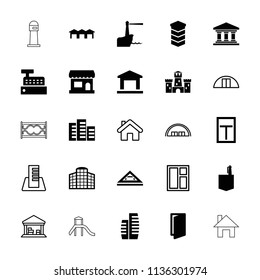 Architecture icon. collection of 25 architecture filled and outline icons such as door, office room, building, garage. editable architecture icons for web and mobile.