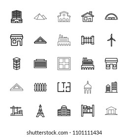 Architecture icon. collection of 25 architecture outline icons such as fence, building   isolated  sign symbol, barn, castle. editable architecture icons for web and mobile.