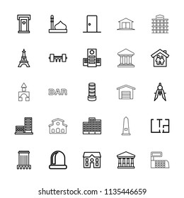 Architecture icon. collection of 25 architecture outline icons such as door with heart, mosque, court, building. editable architecture icons for web and mobile.