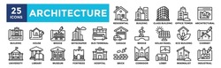 Architecture icon collection set. Containing design architecture, building, construction, exterior, design