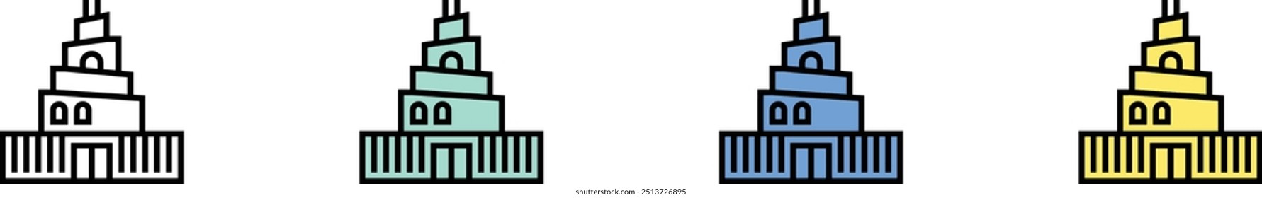 architecture icon. Outline, Green, Blue and Yellow Style Design Isolated On White Background