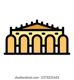 Vector de contorno de icono de arquitectura. Casa de la ciudad. Color plano del monumento mundial