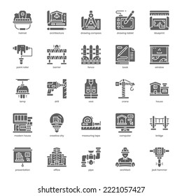Architecture icon pack for your website design, logo, app, and user interface. Architecture icon glyph design. Vector graphics illustration and editable stroke.