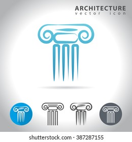 Architecture icon set, collection of ancient column icons, vector illustration