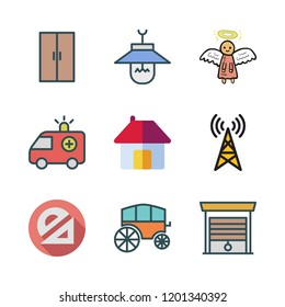 architecture icon set. vector set about garage, antenna, door and protractor icons set.