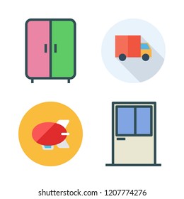 architecture icon set. vector set about zeppelin, window, wardrobe and side view icons set.