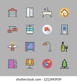 architecture icon set. vector set about window, bathtub, spray and house icons set.