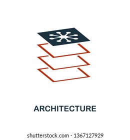 Architecture Icon In Two Color Design. Red And Black Style Elements From Machine Learning Icons Collection.  Creative Architecture Icon. For Web Design, Apps, Software, Print Usage. 