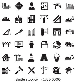 Architecture Icons. Black Flat Design. Vector Illustration.