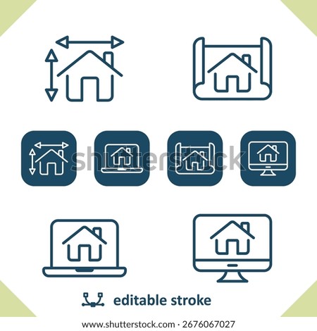 Architecture Icons. Blueprint, House Plan, Construction Icon. Professional, 32x32 pixel perfect vector icon. Editable Stroke