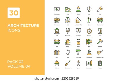 Architecture icons collection. Set vector line with elements for mobile concepts and web apps. Collection modern icons.