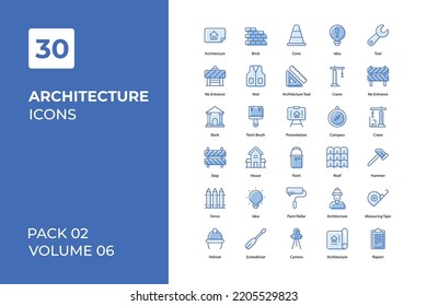 Architecture icons collection. Set vector line with elements for mobile concepts and web apps. Collection modern icons.
