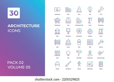 Architecture icons collection. Set vector line with elements for mobile concepts and web apps. Collection modern icons.