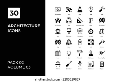 Architecture icons collection. Set vector line with elements for mobile concepts and web apps. Collection modern icons.