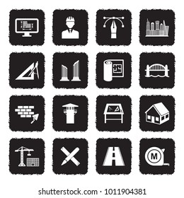 Architecture Icons. Grunge Black Flat Design. Vector Illustration.