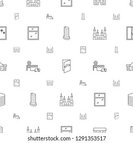 architecture icons pattern seamless white background. Included editable line business center building, door, house, window, hospital icons. architecture icons for web and mobile.