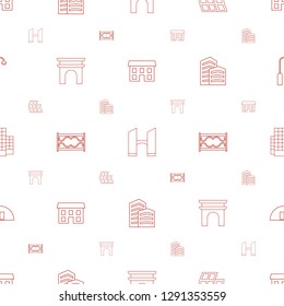 architecture icons pattern seamless white background. Included editable line house, bridge, modern curved building, Arc de Triomphe icons. architecture icons for web and mobile.