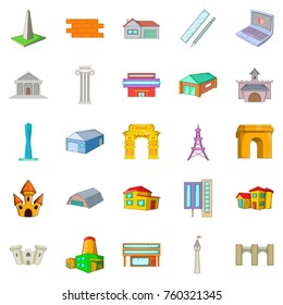 Architecture icons set. Cartoon set of 25 architecture vector icons for web isolated on white background