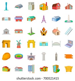Architecture icons set. Cartoon style of 36 architecture vector icons for web isolated on white background