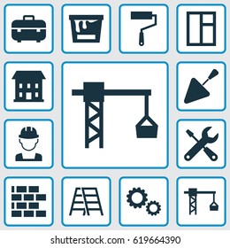 Architecture Icons Set. Collection Of Engineer, Home, Wall And Other Elements. Also Includes Symbols Such As Bricklayer, Brickwork, Brick.