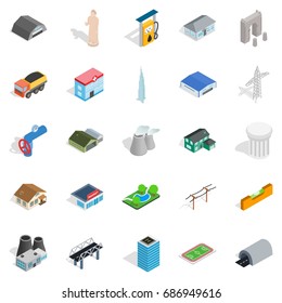 Architecture icons set. Isometric set of 25 architecture vector icons for web isolated on white background
