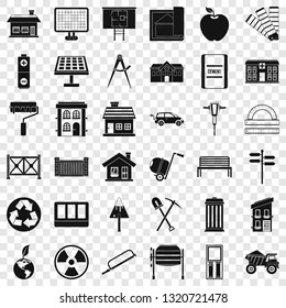 Architecture icons set. Simple style of 36 architecture vector icons for web for any design