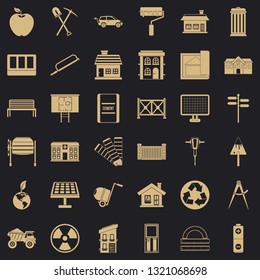 Architecture icons set. Simple style of 36 architecture vector icons for web for any design