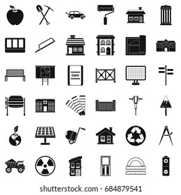 Architecture icons set, simple style
