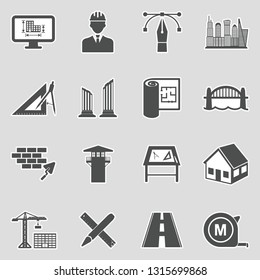 Architecture Icons. Sticker Design. Vector Illustration.