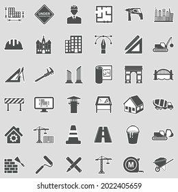 Architecture Icons. Sticker Design. Vector Illustration.