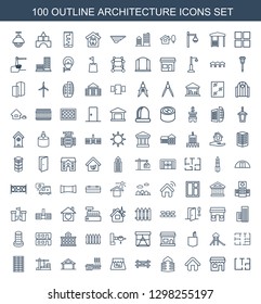 architecture icons. Trendy 100 architecture icons. Contain icons such as plan, shop, home, building, fence, construction crane, jalousie. architecture icon for web and mobile.