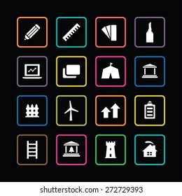 architecture icons universal set for web and mobile