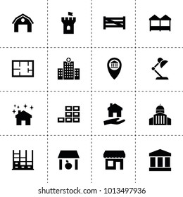Architecture icons. vector collection filled architecture icons. includes symbols such as storage, hangar, fence, house clean. use for web, mobile and ui design.