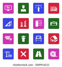 Architecture Icons. White Flat Design In Square. Vector Illustration. 