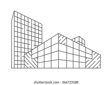 Architecture illustration in linear style