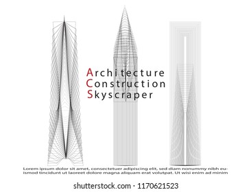  Architecture Info graphic with lines of skyscraper 