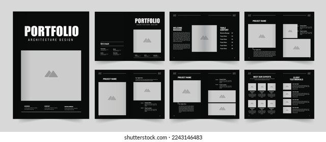 Arquitectura y diseño de portafolios interiores, un folleto de cuatro tamaños. Diseño de portafolio de arquitectura, diseño de folletos inmobiliarios.