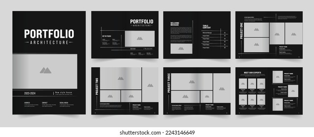 Architecture and interior portfolio design, a4 size portfolio. Architecture portfolio design, Real Estate brochure design. svg