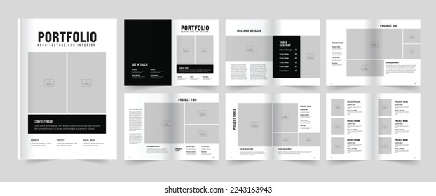 Architecture and interior portfolio design, a4 portfolio design. Real Estate portfolio design.