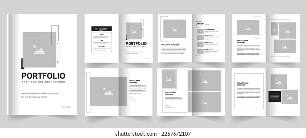 Architecture and interior portfolio design, clean and minimal portfolio template