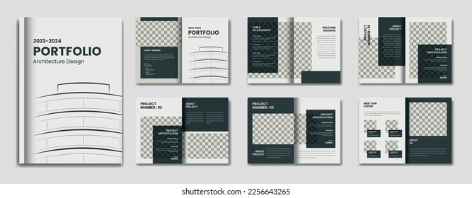 Architecture and interior portfolio design template, architecture and interior professional portfolio layout, print ready template, a4 standard size brochure for architecture and interior portfolio