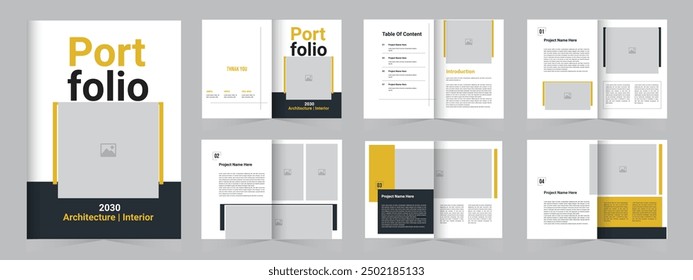 Architecture or interior portfolio design template, Modern architecture portfolio a4 print template