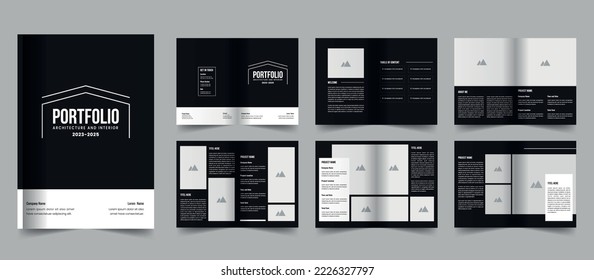 Architecture and interior portfolio template, minimal magazine layout